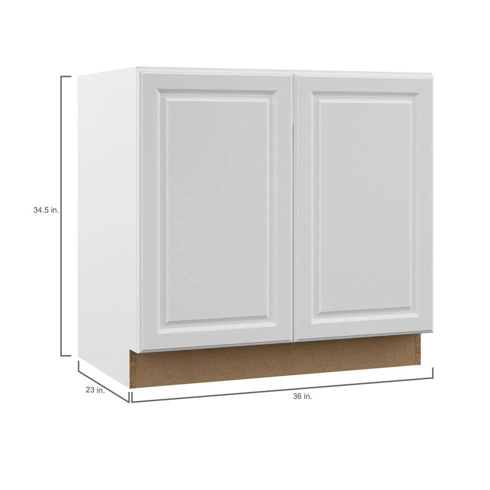 Hampton Bay Designer Series Elgin Assembled 36x34.5x23.75 in. Full Height Door Base Kitchen Cabinet in White BF36-ELWH