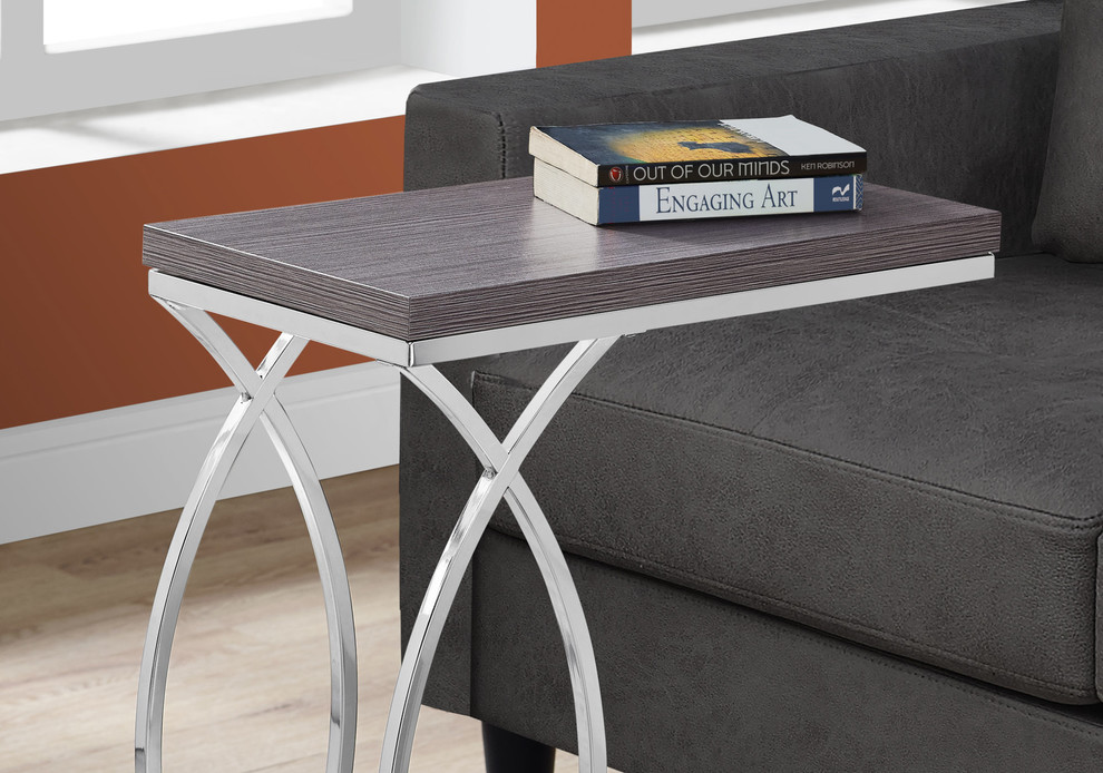 Accent Table  Gray With Chrome Metal   Contemporary   Side Tables And End Tables   by VirVentures  Houzz