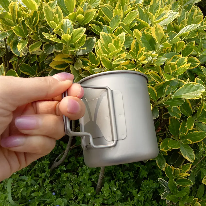 Outdoor Cup Portable Cooking Pot Mug Titanium Coffee Mug Camping accessories Titanium Cup For Picnic Hiking