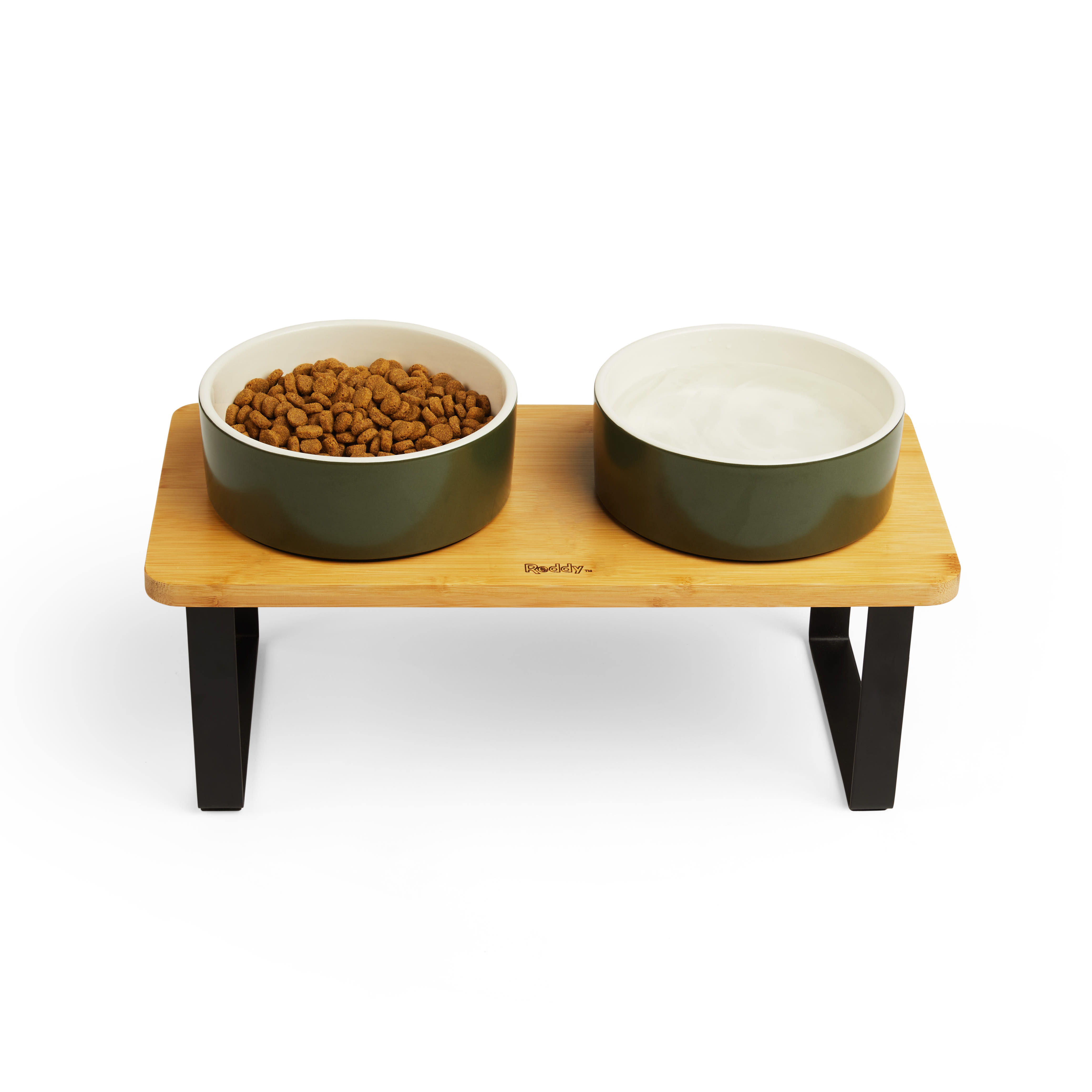 Reddy Black Elevated Double Diner Dog Bowl， 3.75 Cups