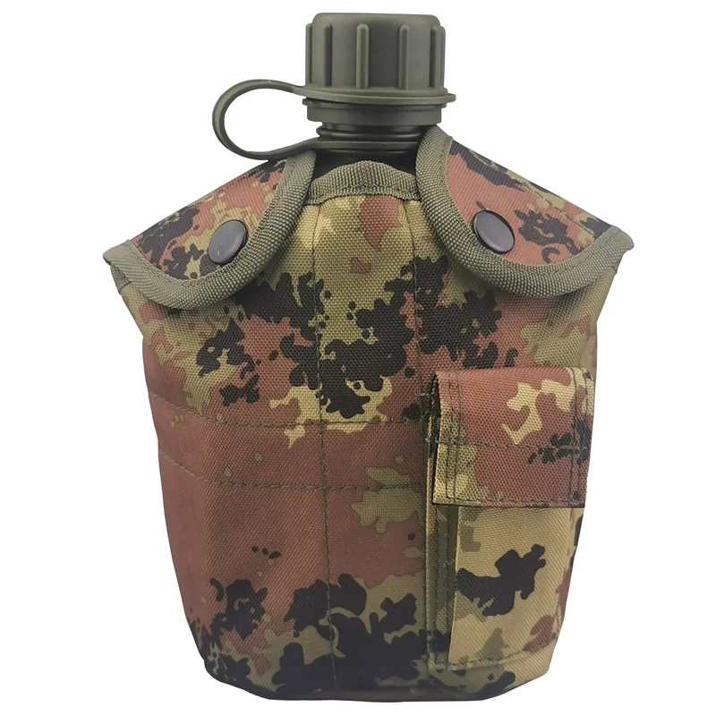 High Quality  Green   Water Canteen With Aluminum Cup And Pouch  hiking bottle