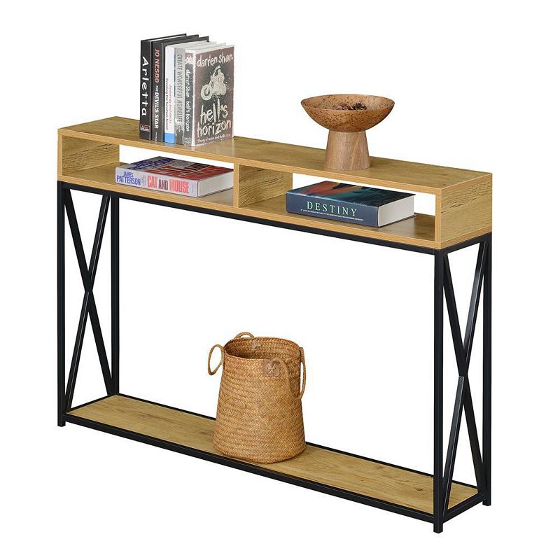 Convenience Concepts Tucson Deluxe 2 Tier Console Table， English Oak Black