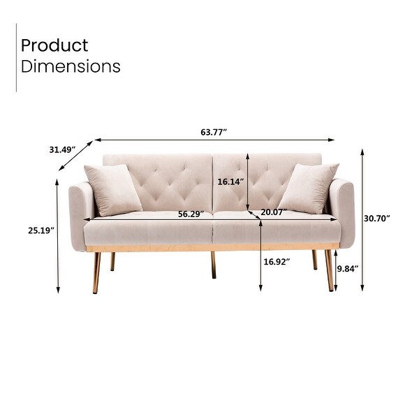 Zenith 63.78 in Velvet Modern Straight Reclining Tufted Sofa