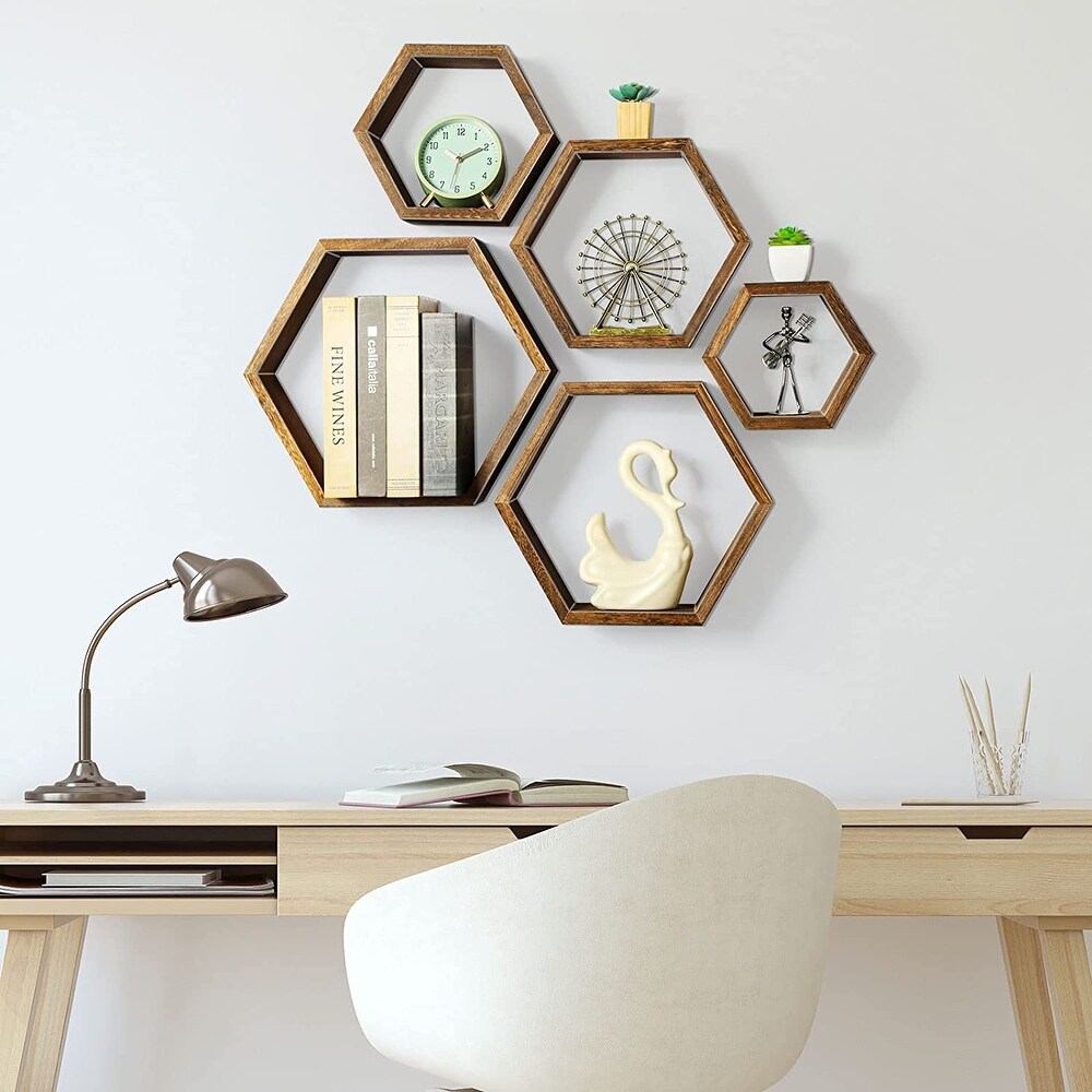 Wall Mounted Hexagon Floating Shelves