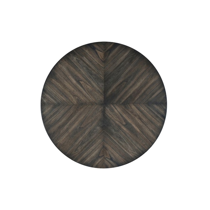 Lennox Round Wood Dining Table  Dark Tobacco   Brown