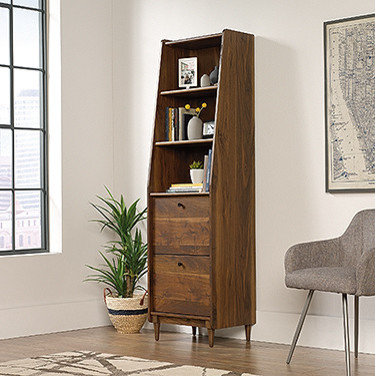 Sauder Harvey Park Engineered Wood 3 Shelf Narrow Bookcase in Grand Walnut   Midcentury   Bookcases   by Buildcom  Houzz