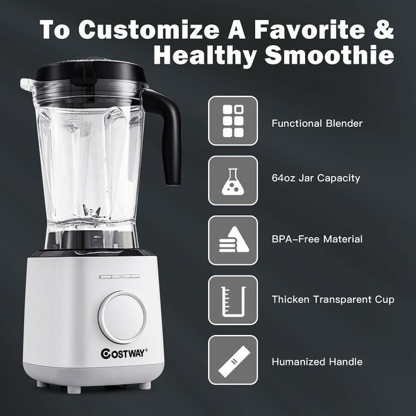 1500W Countertop Smoothies Blender with 10 Speed and 6 Pre-Setting Programs - 7.5