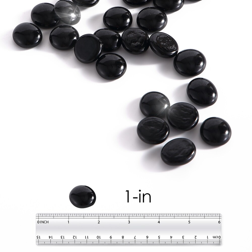 10 lbs. 1.0 in Onyx Black Drop Beads Reflective Fire Glass for Gas Fire Pit   1.0\