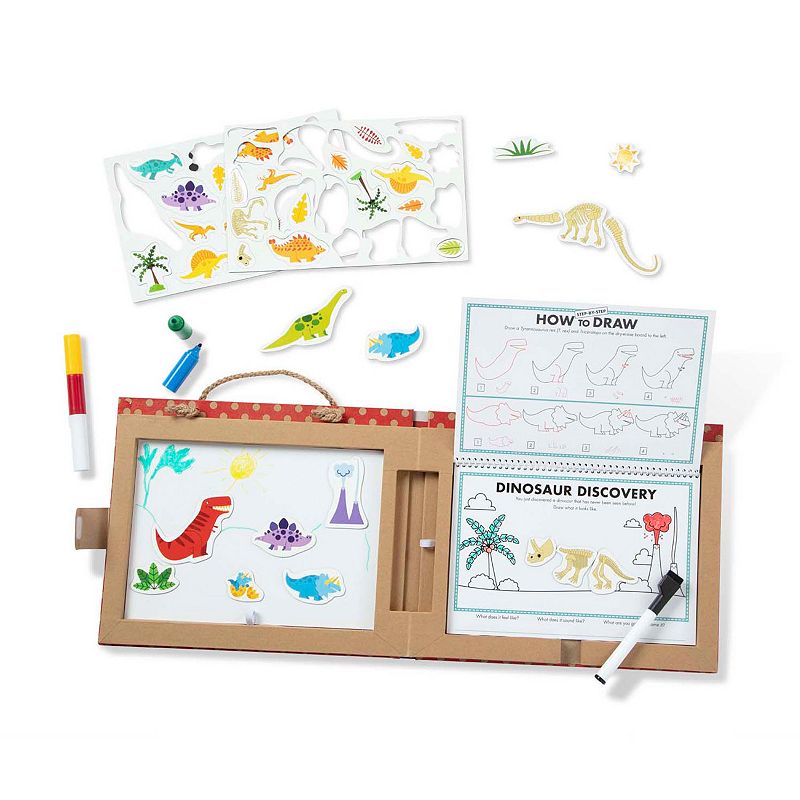 Melissa and Doug Natural Play Play， Draw， Create Reusable Drawing and Magnet Kit - Dinosaurs