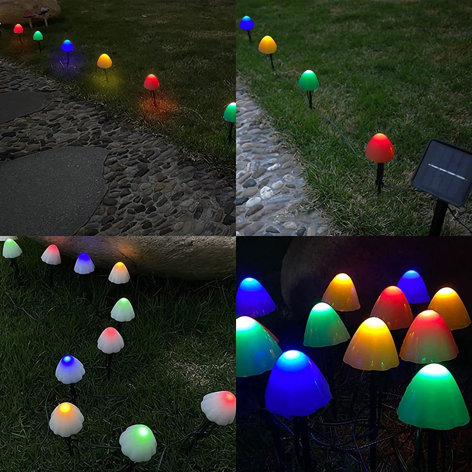 Solar Garden Lights，Solar Mushroom Light Outdoor Waterproof Pathway Lights