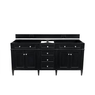 James Martin Vanities Brittany 72 in. W x 23.5 in. D x 34 in. H Bath Vanity in Black Onyx with Eternal Marfil Quartz Top 650-V72-BKO-3EMR