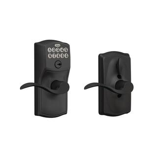 Schlage Camelot Matte Black Electronic Keypad Door Lock with Accent Handle and Flex Lock FE595 CAM 622 ACC