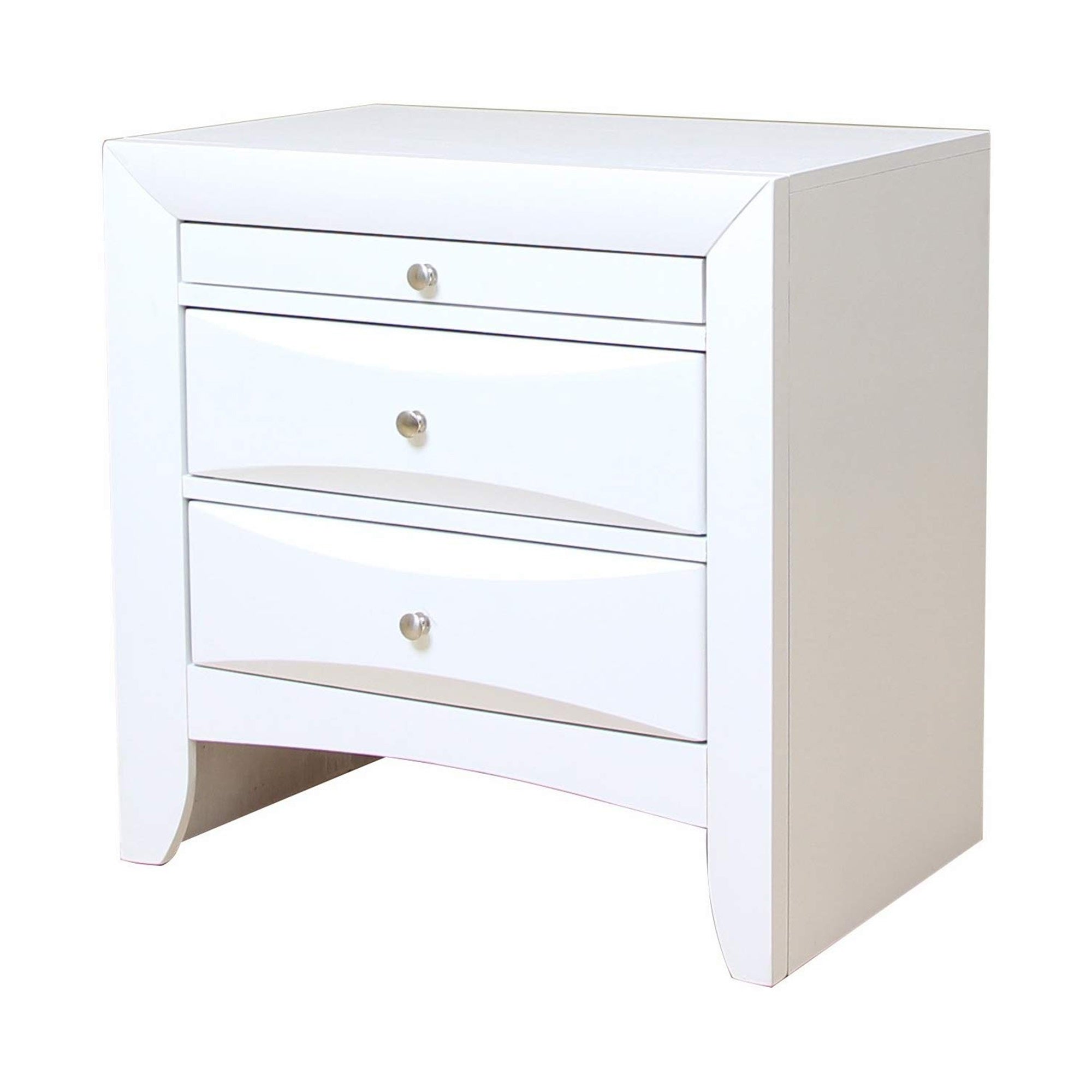 Benzara Contemporary 3 Drawer Wood Nightstand By Ireland, White