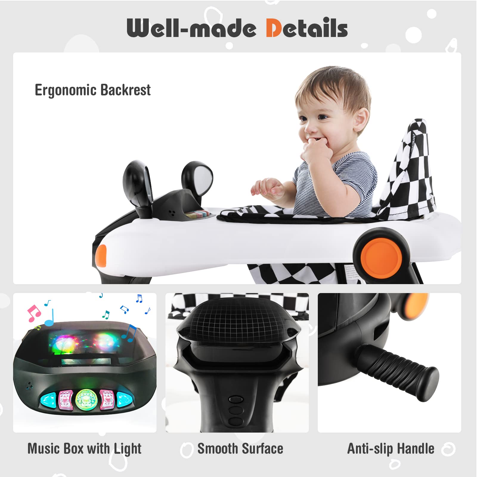 2-in-1 Foldable Baby Activity Walker with Adjustable Height & Speed