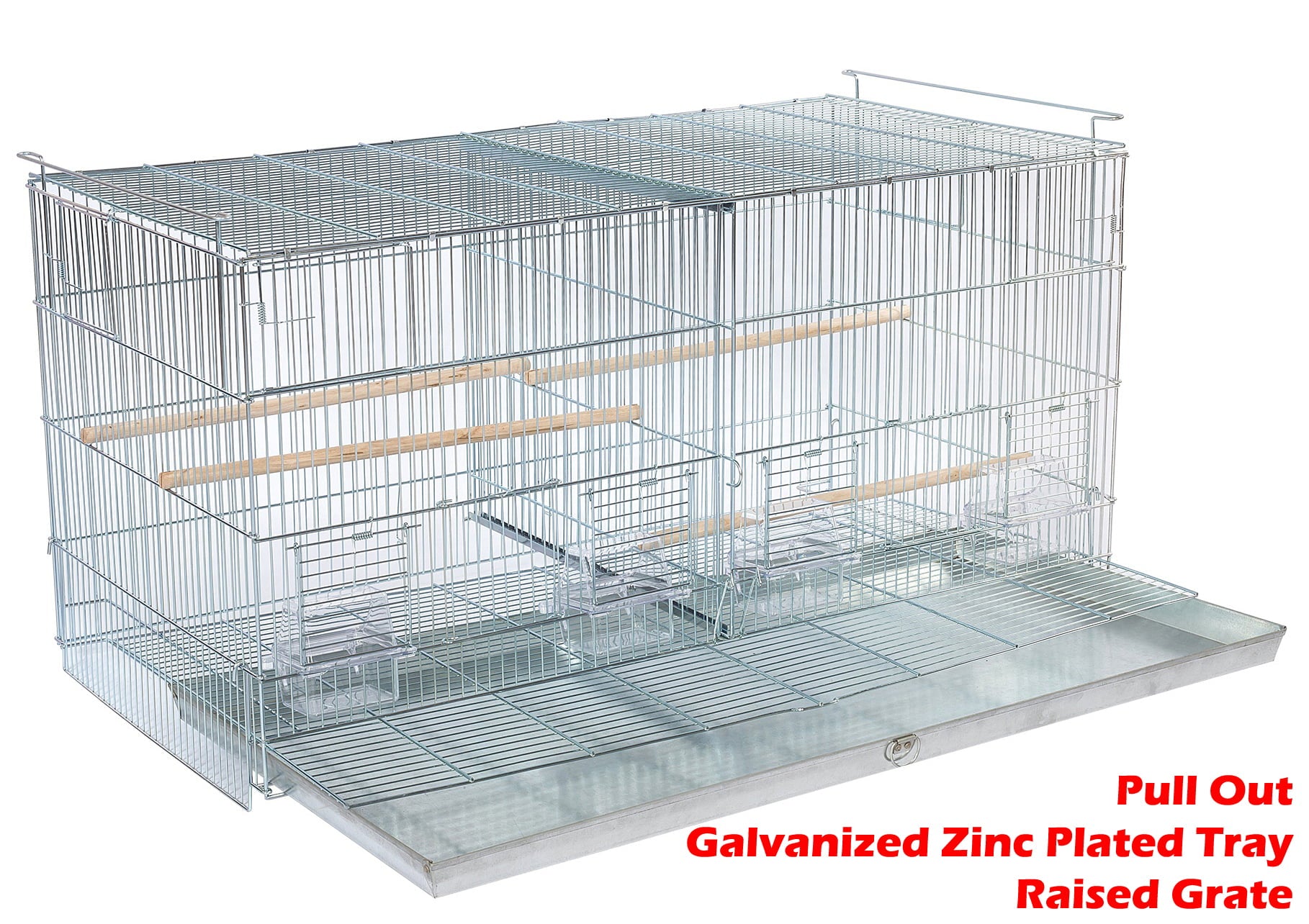 LARGE Lot of 4 Galvanized Zinc Stack and Lock Double Breeding Breeder Flight Bird Cage with Center Dividers Side Breeding Nest Doors Quail Aviaries Canaries Finches Lovebirds