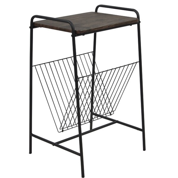 Homy Casa Modern Industrial Storage Wooden End Table - standard