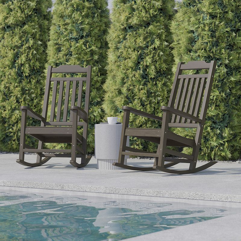 Flash Furniture Winston All-Weather Faux Wood Rocking Chair 2 pc Set