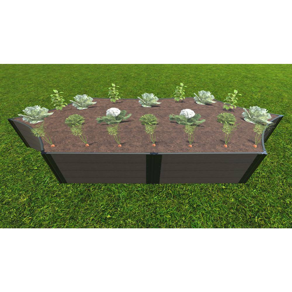 Frame It All 6 ft. x 16 in. x 22 in. Weathered Wood Composite 'Silver Salver Scalloped Raised Garden Bed - 1 in. Profile 800004067