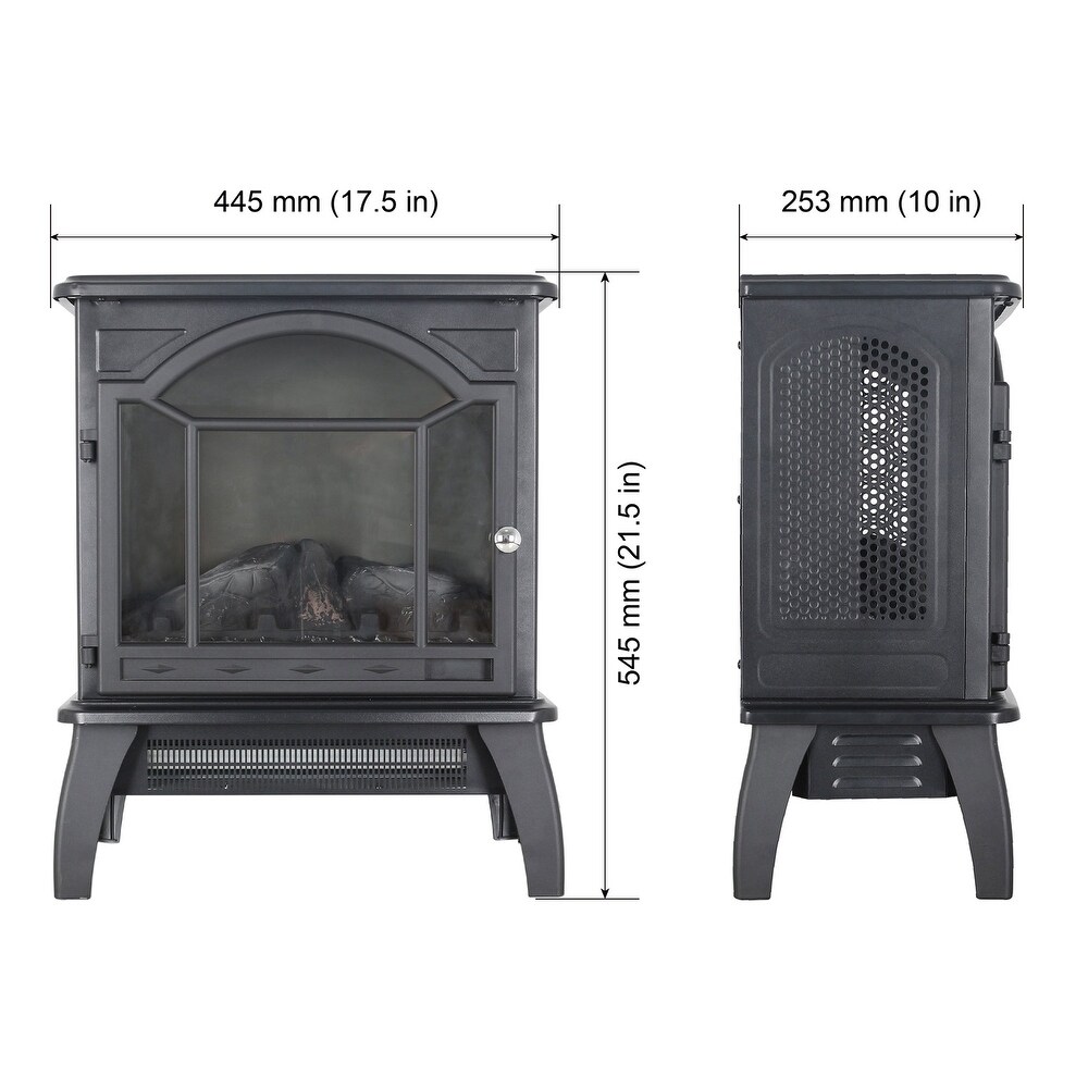 18 Inch 3D Infrared Electric Fireplace Stove in Antique Black with Remote Control   18\