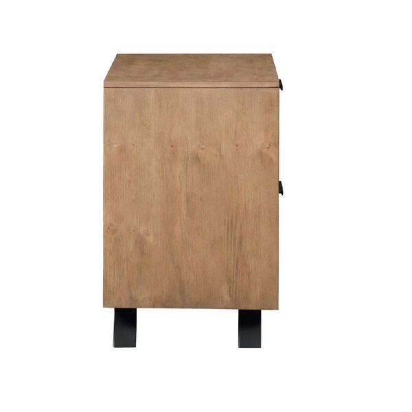 2 Drawers Nightstand with USB Charging Ports in Light Honey Brown - - 37170403