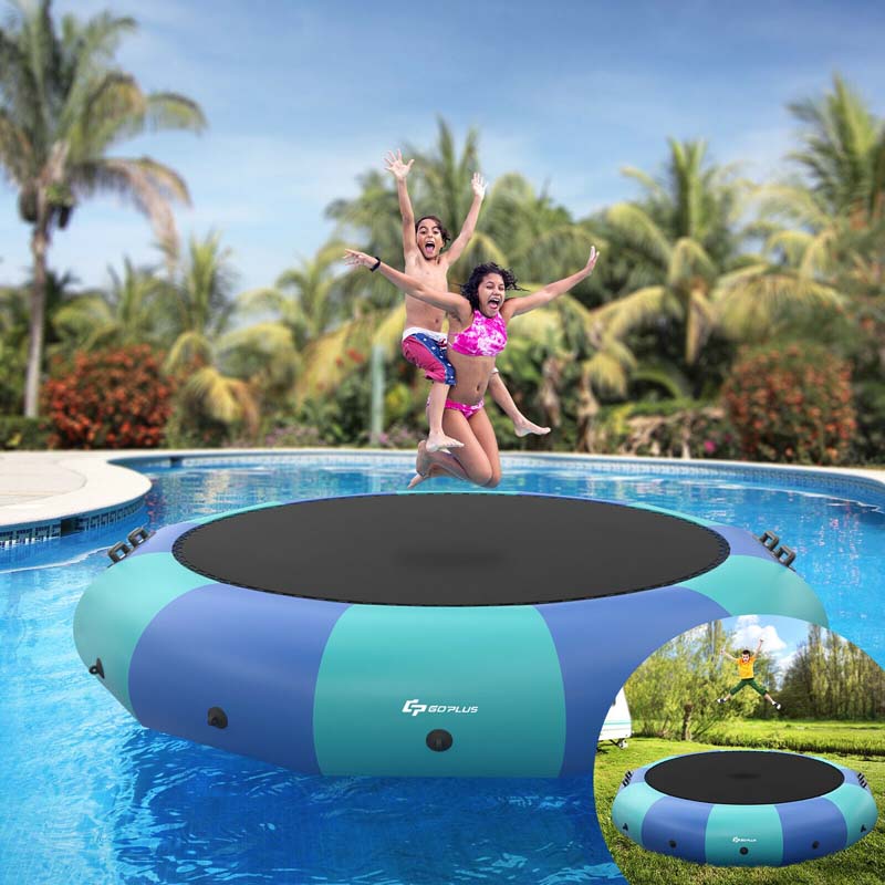 15 FT Inflatable Water Bouncer Trampoline Portable Bounce Swim Platform for Lakes Pools Calm Sea