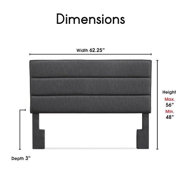 Serta Palisades Upholstered Headboard， Queen Size， Charcoal Gray - - 21827925