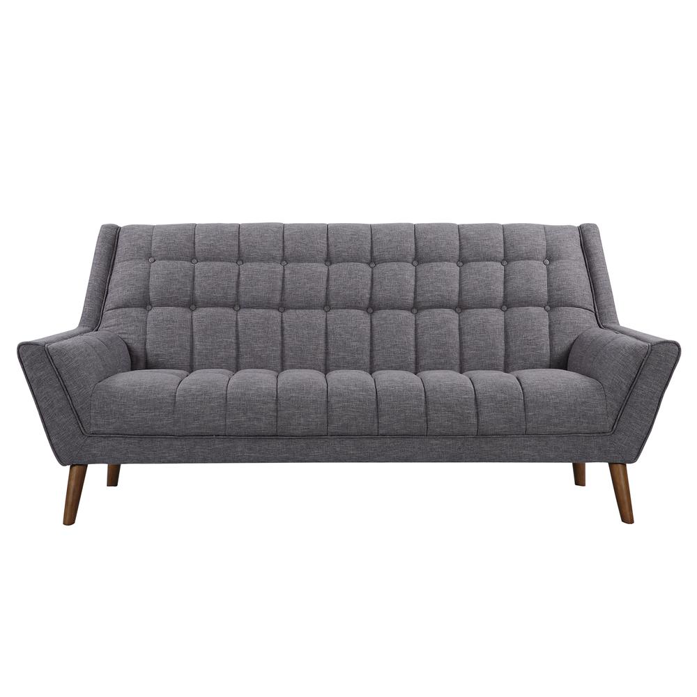 Cobra Sofa with Linen and Walnut Legs Flared Armed Square Tufting