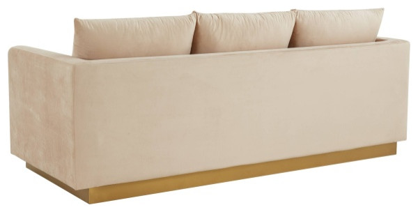 LeisureMod NS83BG Nervo Beige Modern Mid Century Velvet Sofa with Gold Frame   Contemporary   Sofas   by clickhere2shop  Houzz