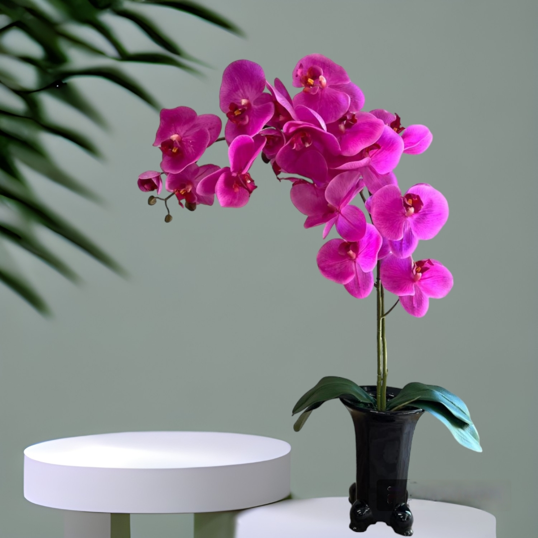 Stunning Artificial Orchids in Legged Pot