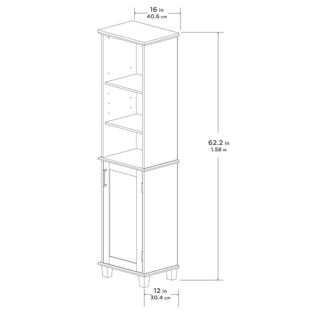 Glacier Bay Shaker Style 16 in W x 12 in D x 6225 in H Linen Cabinet in White