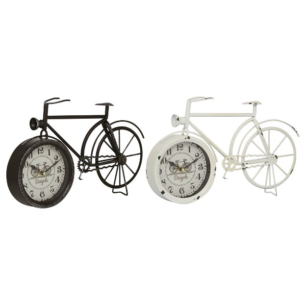 Set Of 2 Metal Bike Clocks Black white Olivia amp May