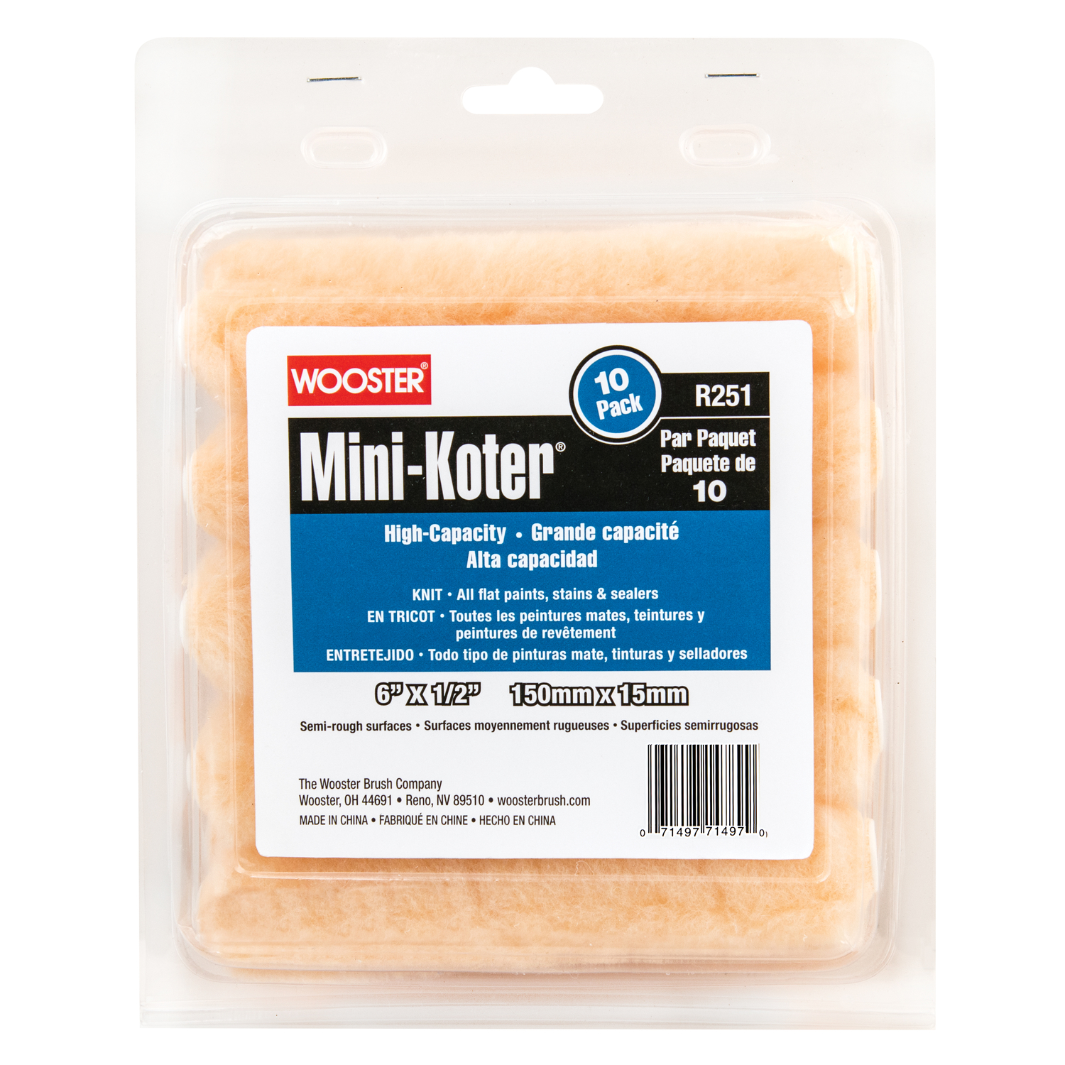 Wooster Mini-Koter Fabric 6 in. W X 1/2 in. Mini Paint Roller Cover 10 pk