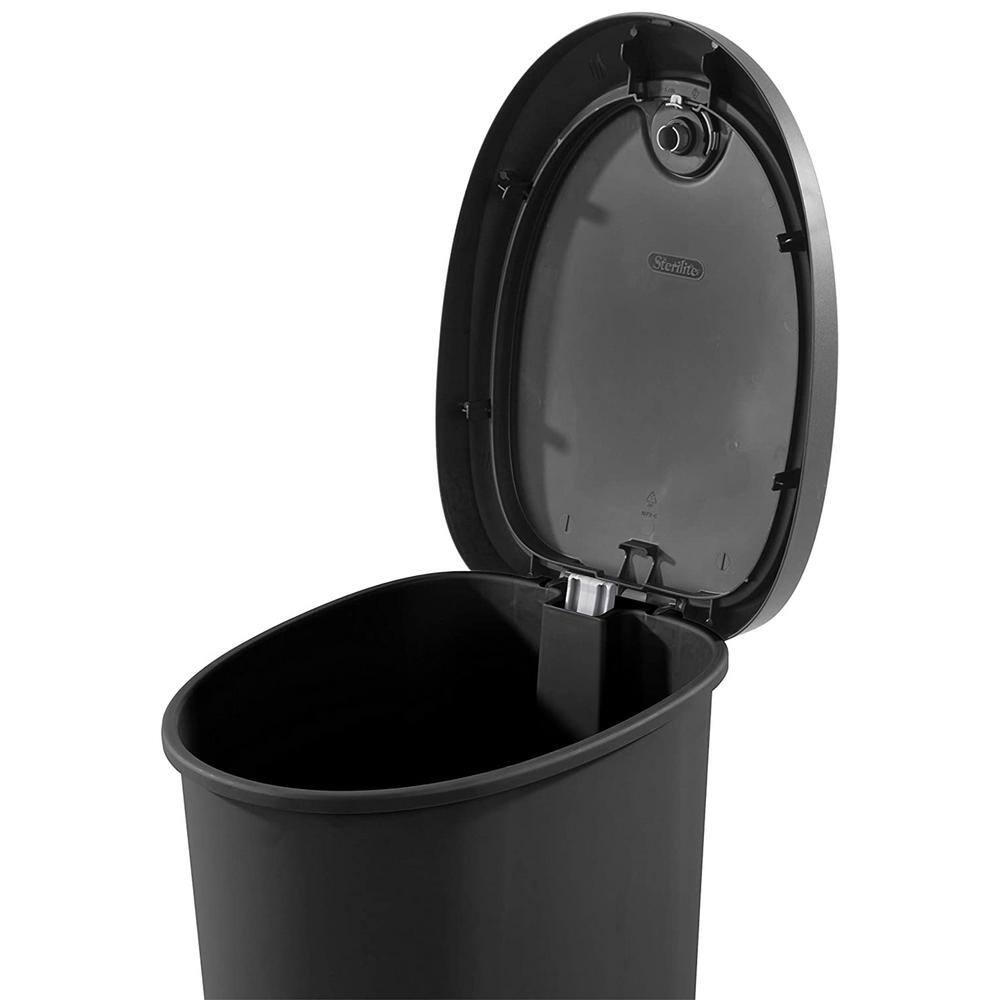 Sterilite 12.6 Gal. Locking Lid Step On Kitchen Wastebasket Trashcan Black (2-Pack) 2 x 10739002