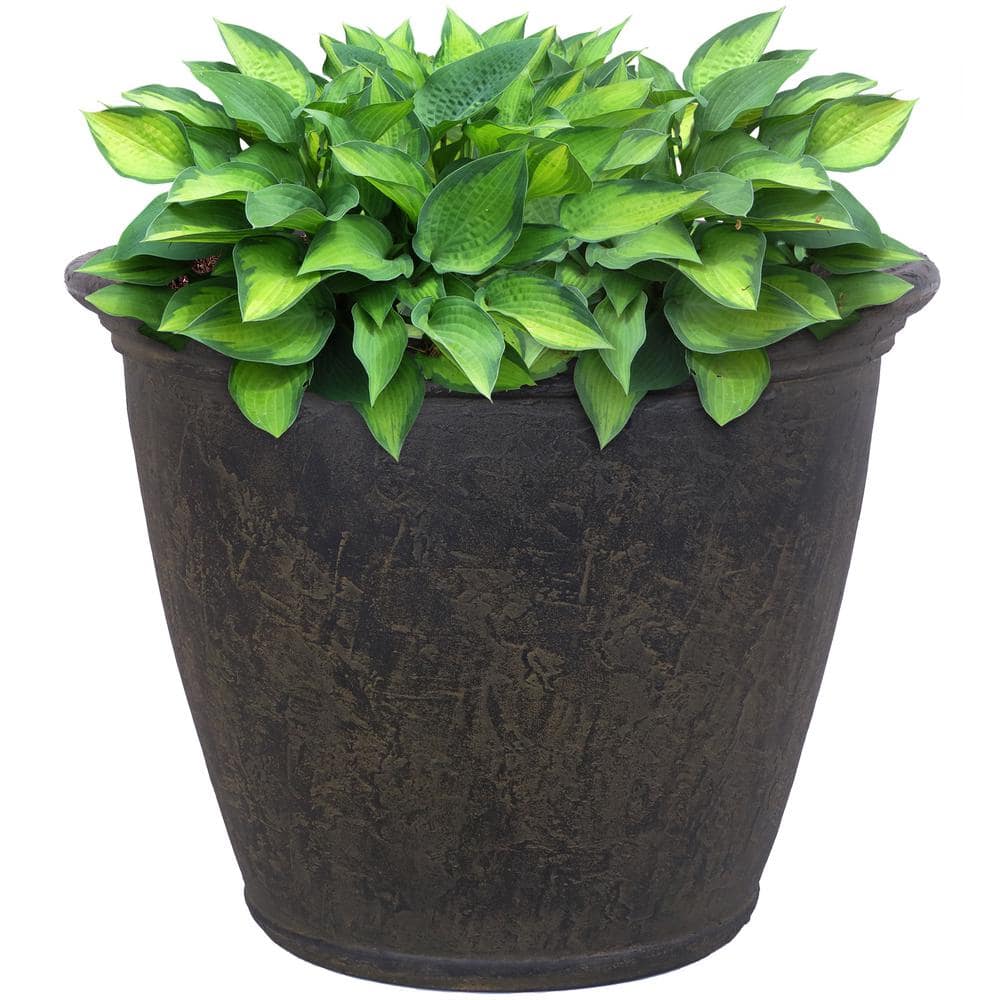 Sunnydaze Anjelica 24 in. Sable Single Outdoor Resin Flower Pot Planter - Dark Brown DG-789