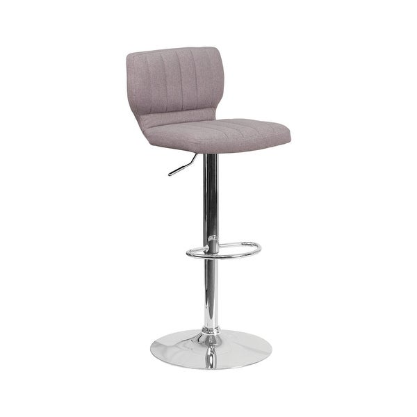 Offex Contemporary Gray Fabric Adjustable Height Barstool with Chrome Base