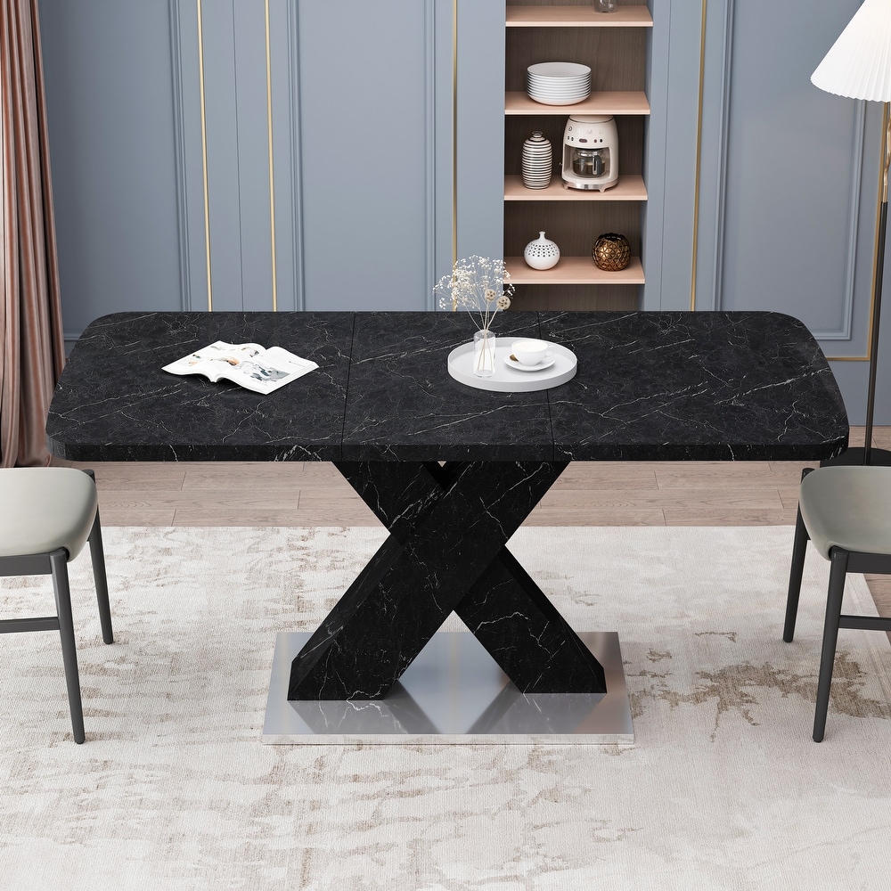 Retractable dining table with MDF Top