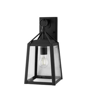 Home Decorators Collection Blakeley Transitional 1-Light Black Outdoor Wall Light Fixture with Clear Beveled Glass W 09905