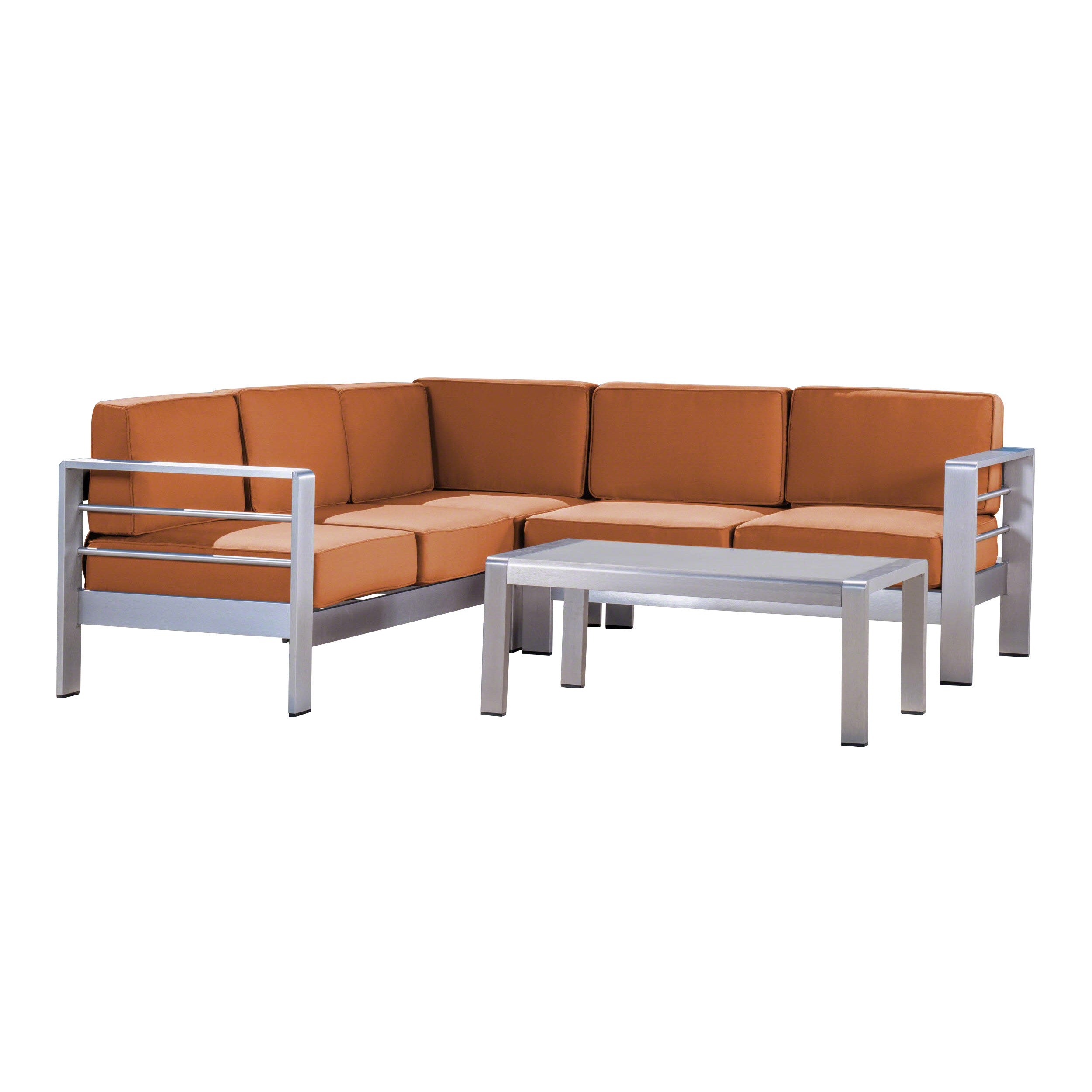 Edward Coral Outdoor Aluminum 5 Seater Sectional Sofa Set