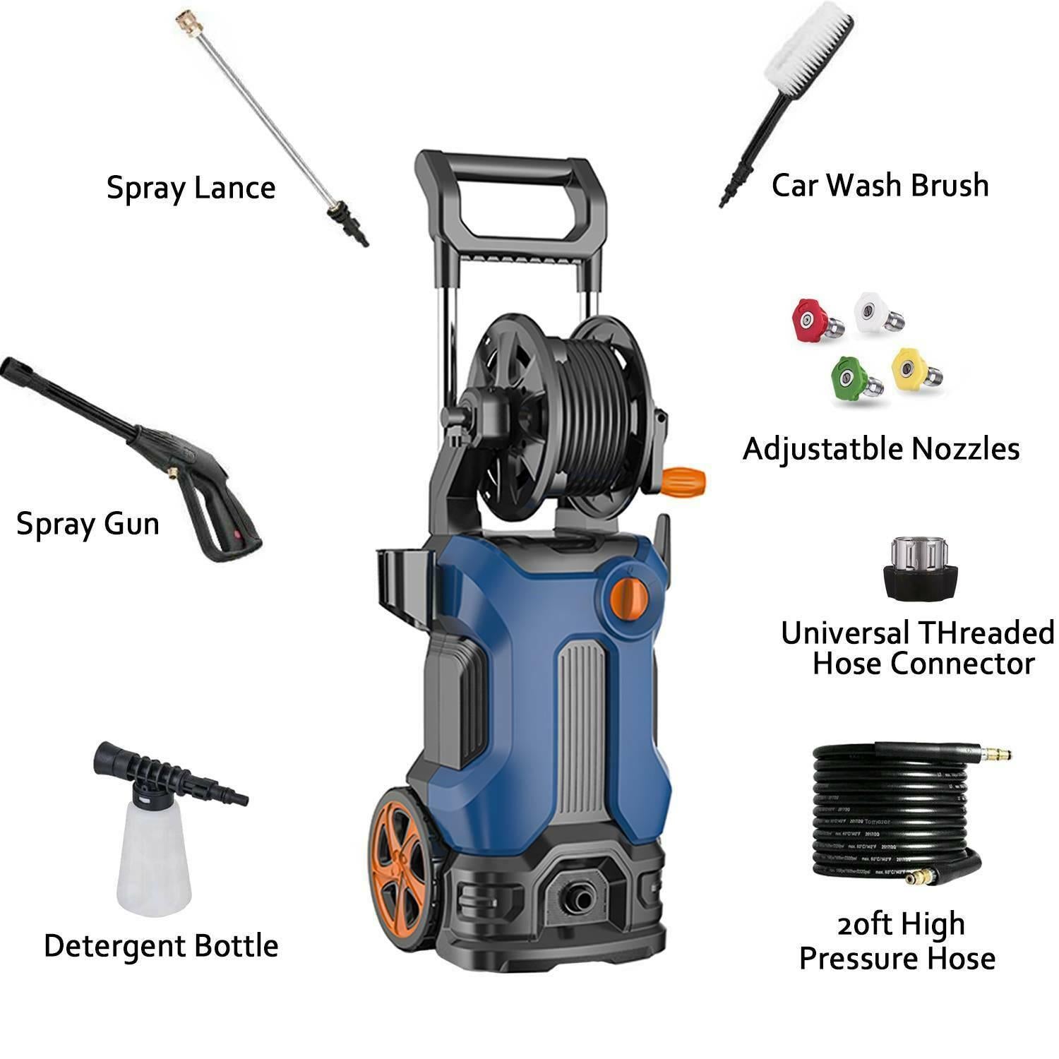 3800PSI 2.8GPM Electric Pressure Washer High Power Cleaner,Water Sprayer Machine