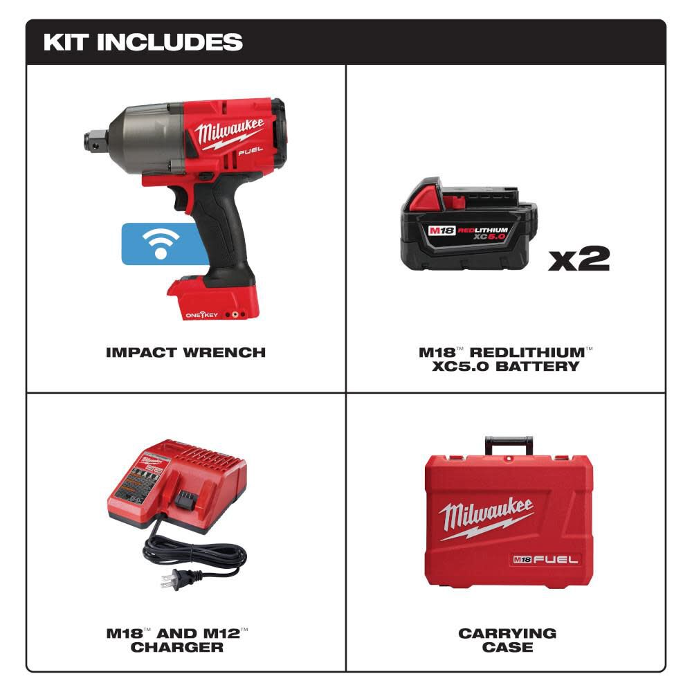 Milwaukee M18 FUEL High Torque Impact Wrench 3/4" Friction Ring ONE KEY Kit 2864-22 from Milwaukee