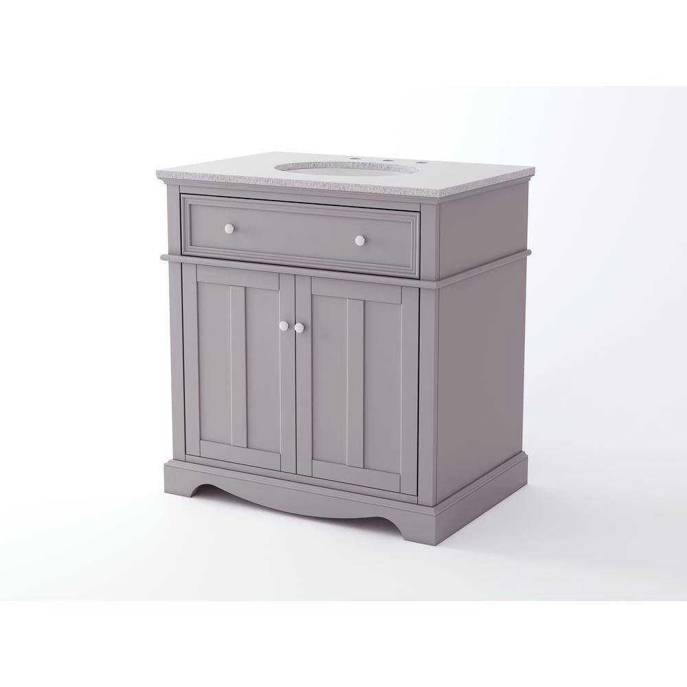 Home Decorators Collection Fremont 32 in. W x 22 in. D x 34 in. H Vanity in Gray with Granite Vanity Top in Gray with White Sink MD-V1789