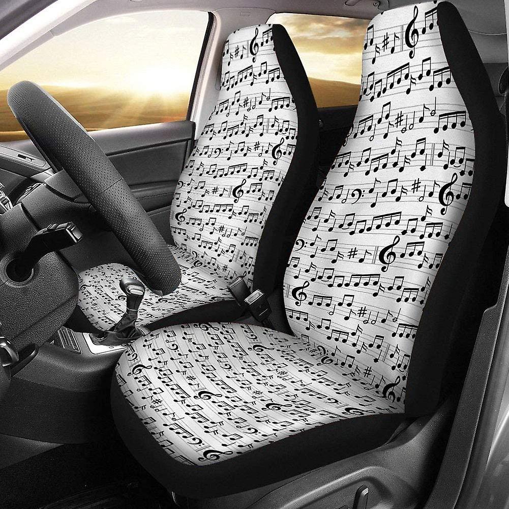 Set Of 2 Car Seat Covers Music Universal Auto Front Seats Protector Fits For Car，suv Sedan，truck D---38951