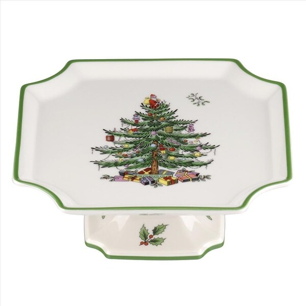 6.5 Inch Christmas Tree Porcelain Square Cake Plate