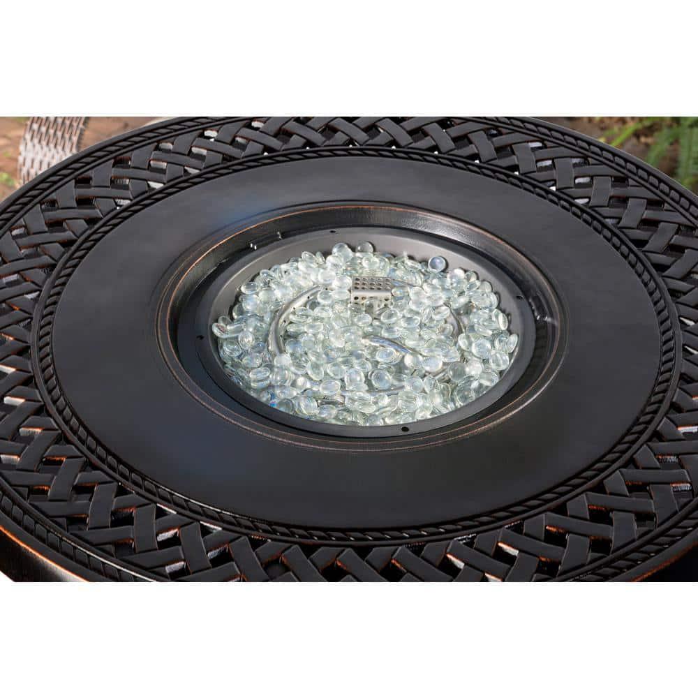 Fire Sense Wagner 33 in x 24 in Round Aluminum Propane Fire Pit Table in Antique Bronze