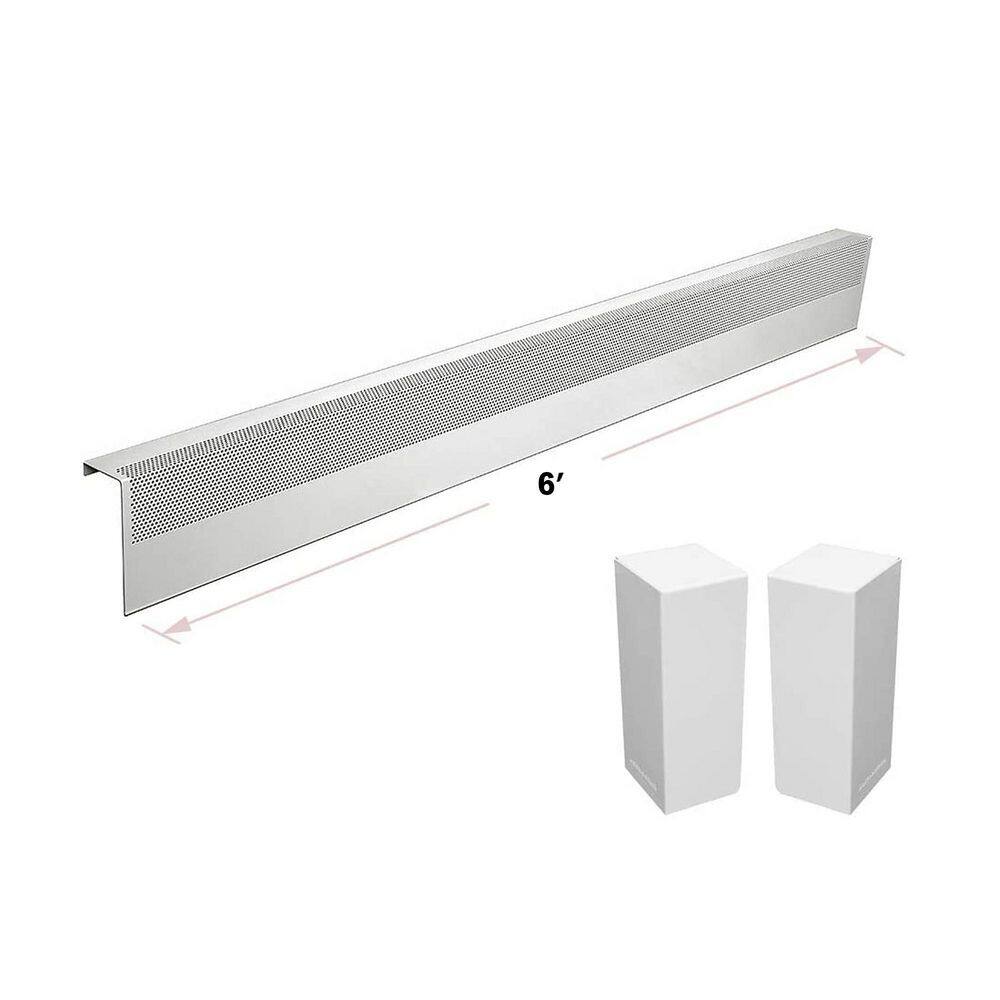 Baseboarders Basic Series 6 ft. Galvanized Steel Easy Slip-On Baseboard Heater Cover Left and Right Endcaps [1] Cover [2] Endcaps BC001-72-EC004 SET-WHT