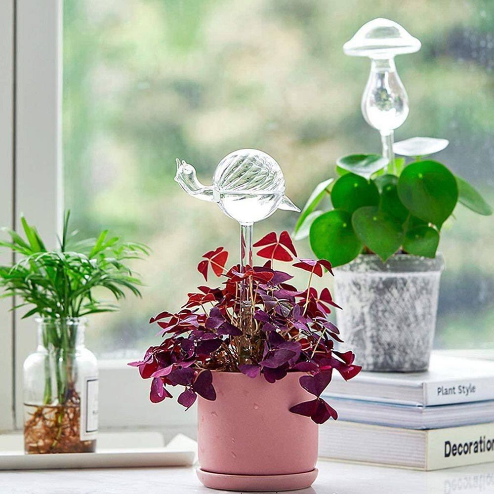 Plant Watering Ball Hand Blown Clear Glass Watering Ball for Indoor and Outdoor Plants 2 Snails B07MW84KJH