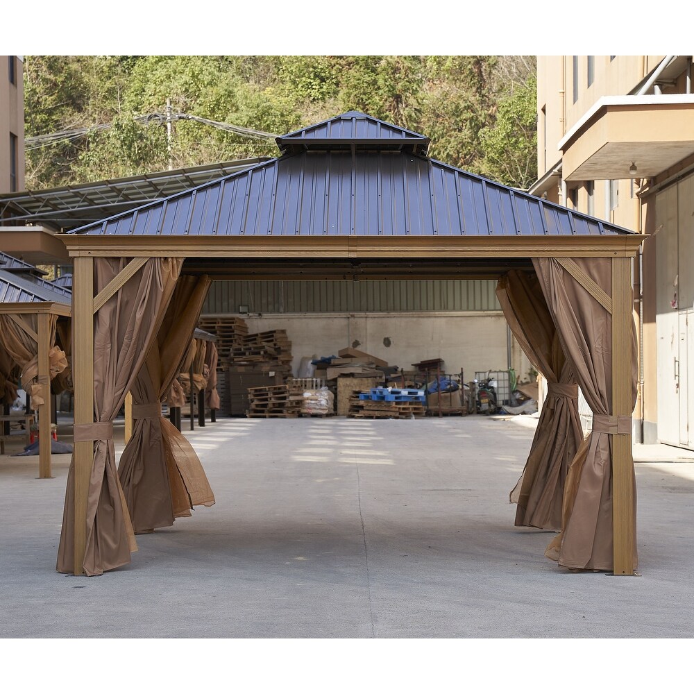 12*12FT Outdoor Gazebo with Ventilated Double Roof   Mosquito Net