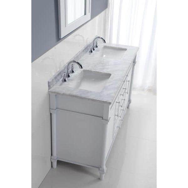 Home Decorators Collection Aberdeen 60 in W x 22 in D x 345 in H Bath Vanity in Dove Gray with White Carrara Marble Top