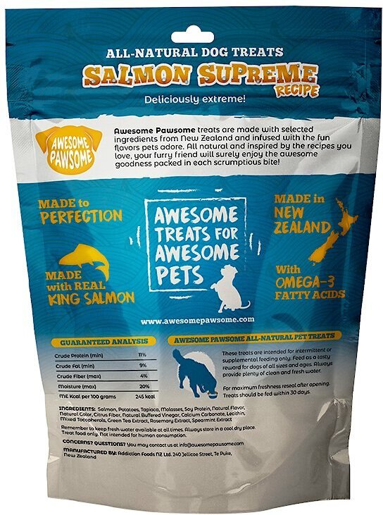 Awesome Pawsome Salmon Supreme Recipe Dog Treats， 3-oz bag