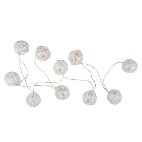 10 B/O LED white Clear Round Ball Christmas Lights 4.75' Clear Wire